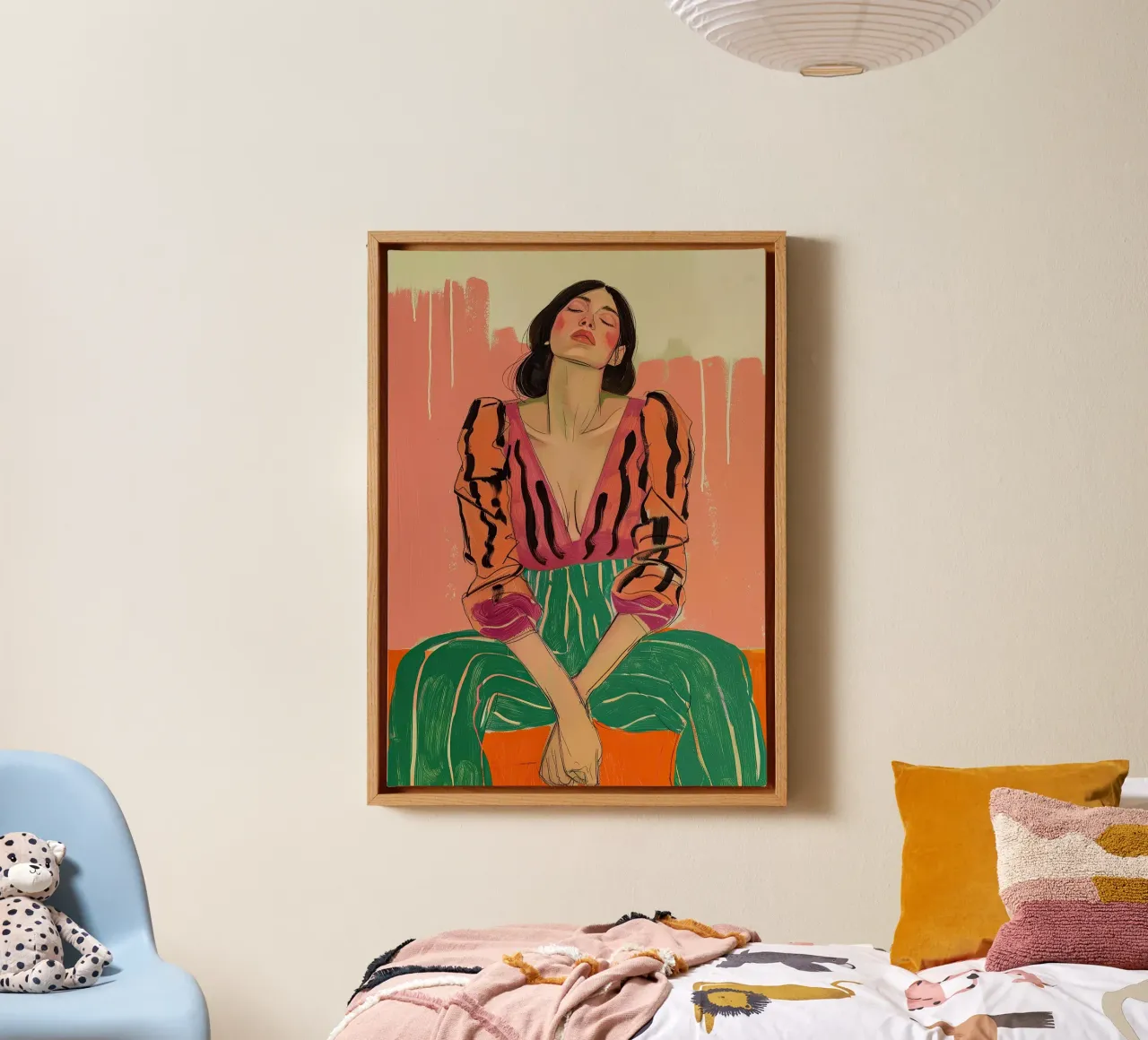 Mujer empoderada Empoderamiento femenino Femismus Retrato lienzo con Marco flotante de Euphoria Theresa