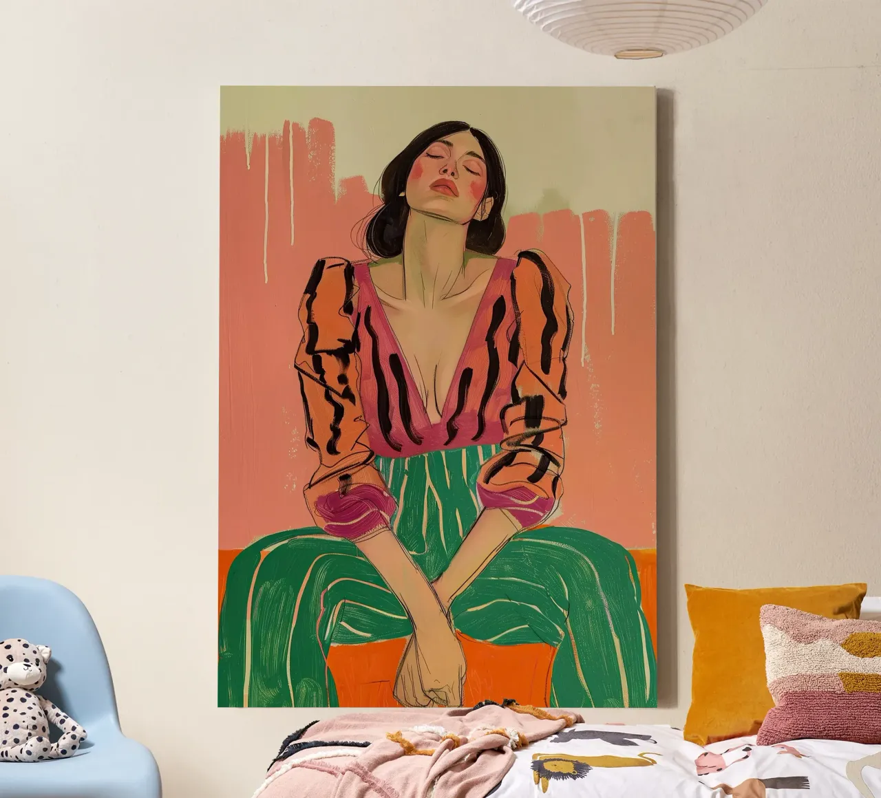 Mujer empoderada Empoderamiento femenino Femismus Retrato lienzo con Marco flotante de Euphoria Theresa