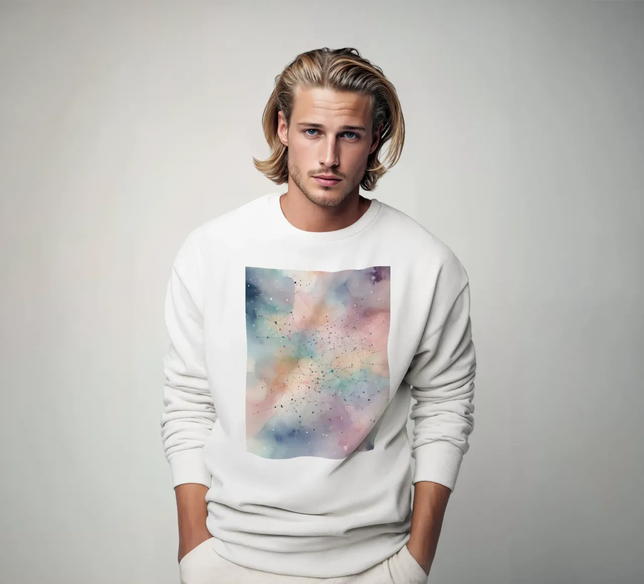 Galassia acquerello con sovrapposizione di rete felpa da DesignDoodle