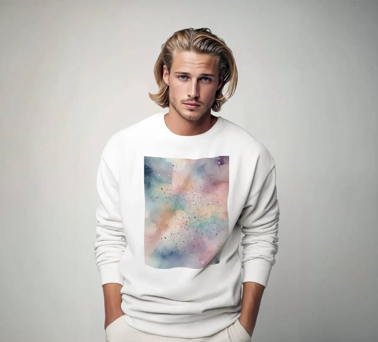 Galassia acquerello con sovrapposizione di rete felpa da DesignDoodle