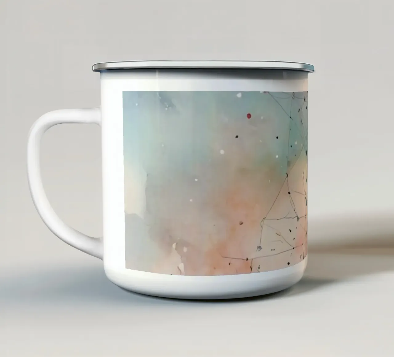 Galassia acquerello con sovrapposizione di rete tazza in smalto da DesignDoodle