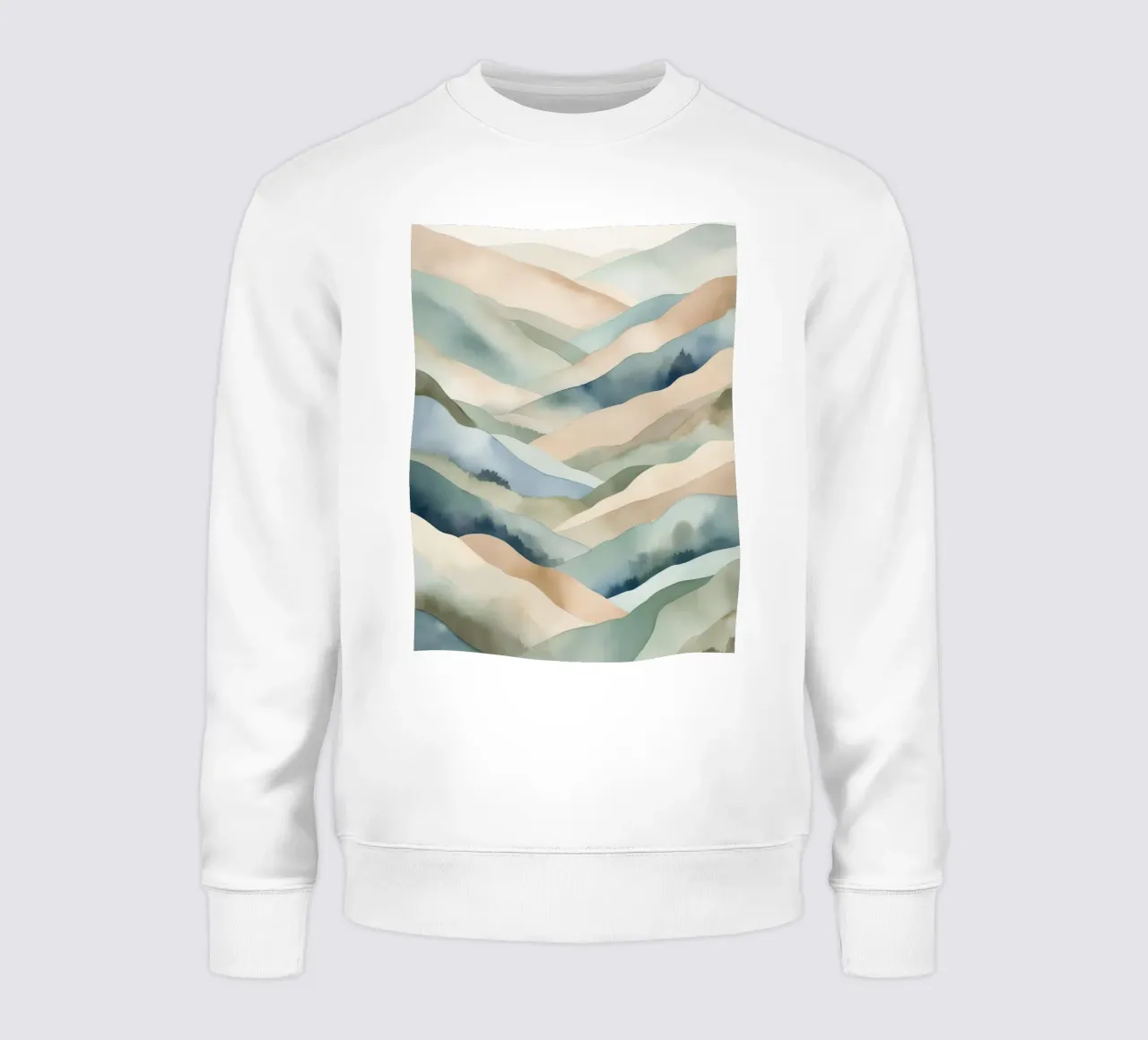 Paesaggio acquerellato di colline stratificate felpa da DesignDoodle