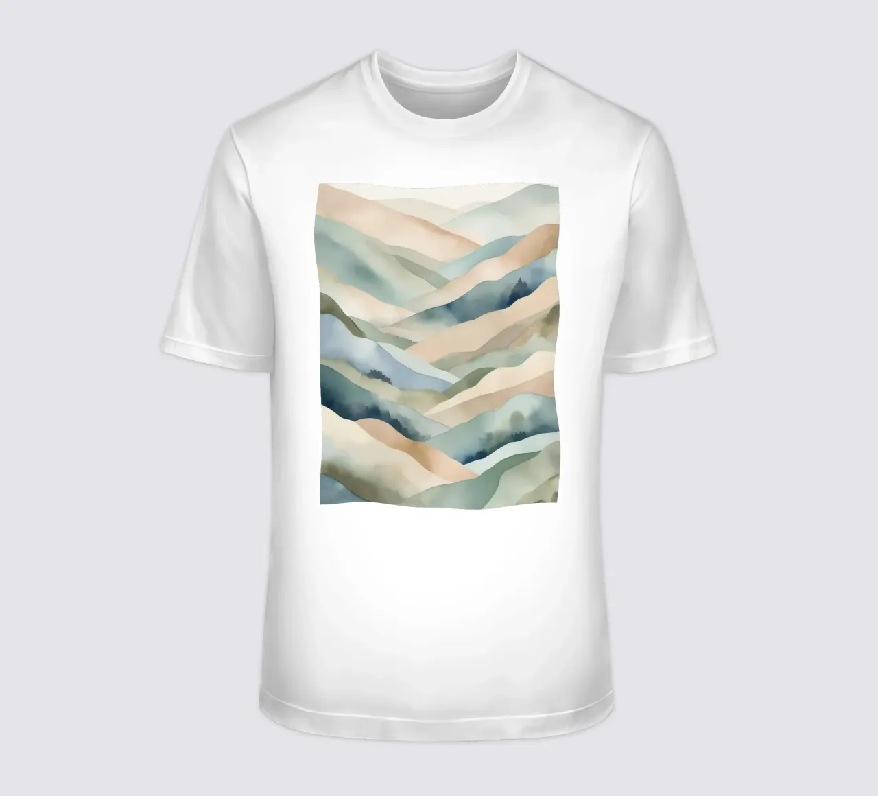 Paesaggio acquerellato di colline stratificate t-shirt da DesignDoodle