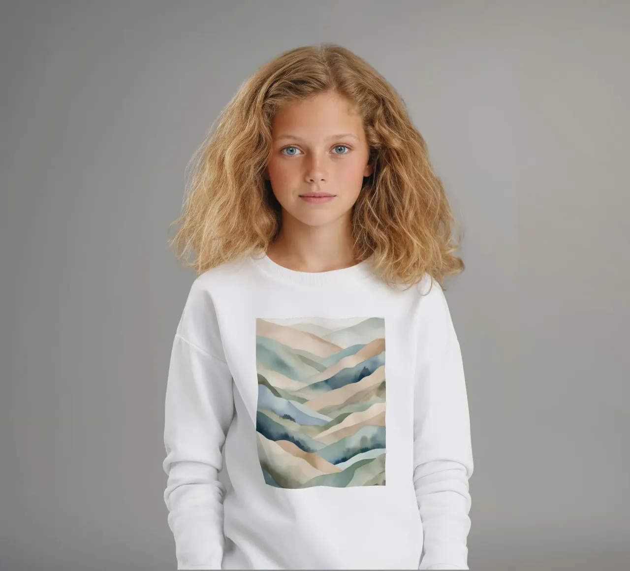 Paesaggio acquerellato di colline stratificate felpa bambino da DesignDoodle