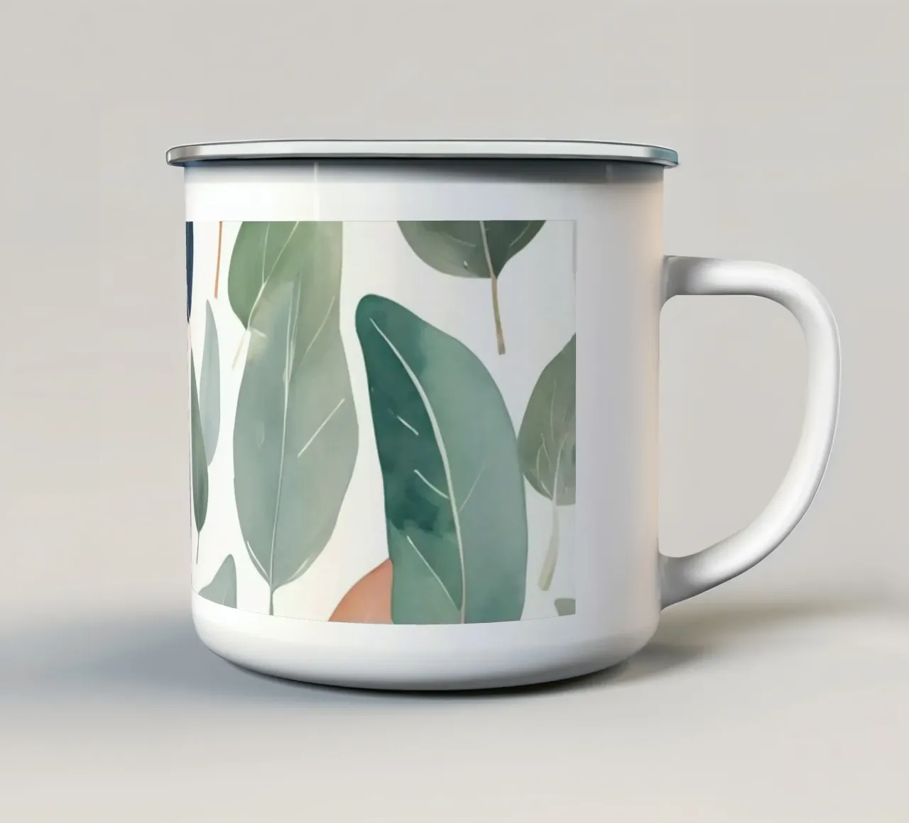 Motivo a foglie acquerellate tazza in smalto da DesignDoodle