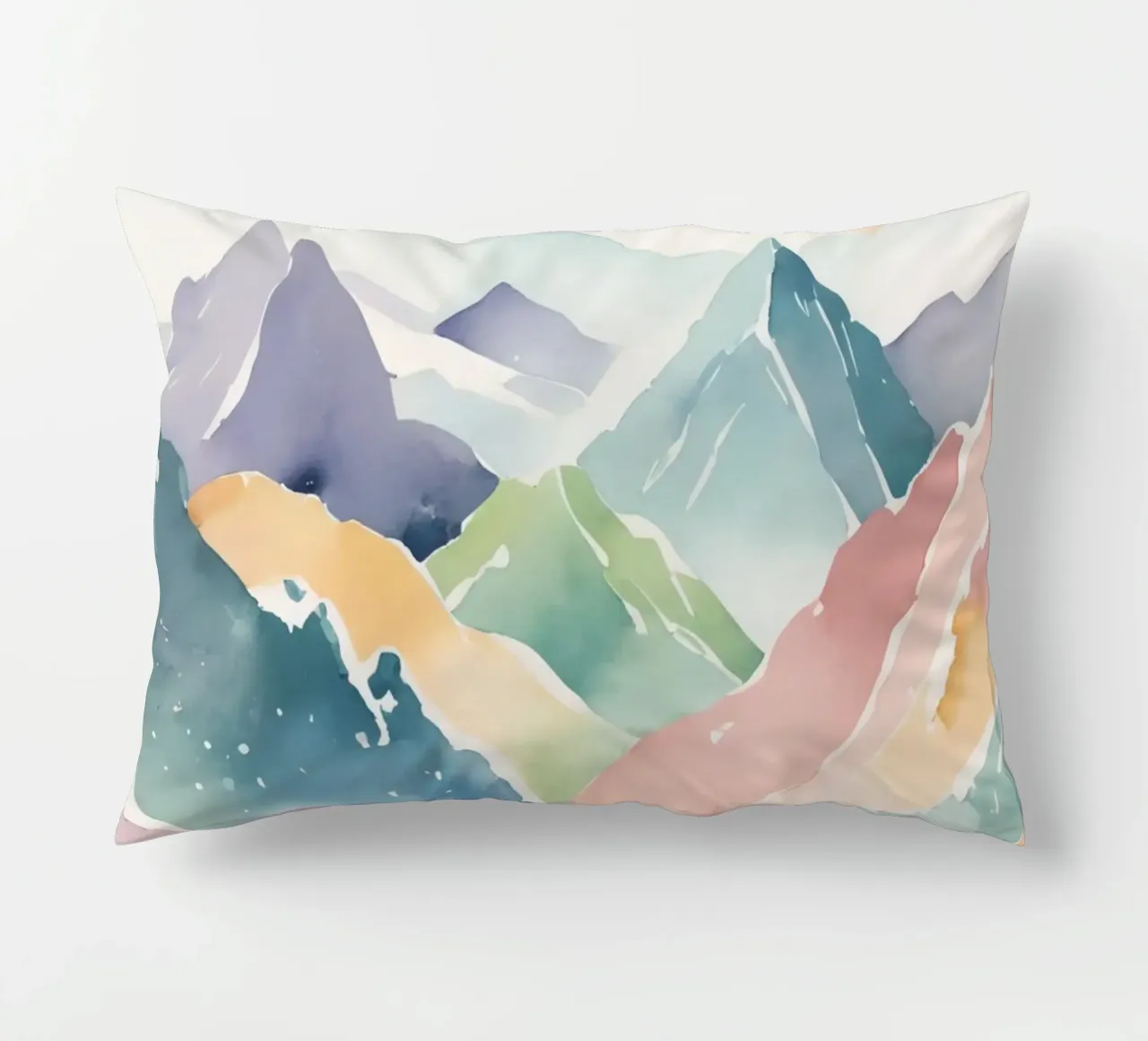 Montagne e arcobaleno ad acquerello cuscino da DesignDoodle