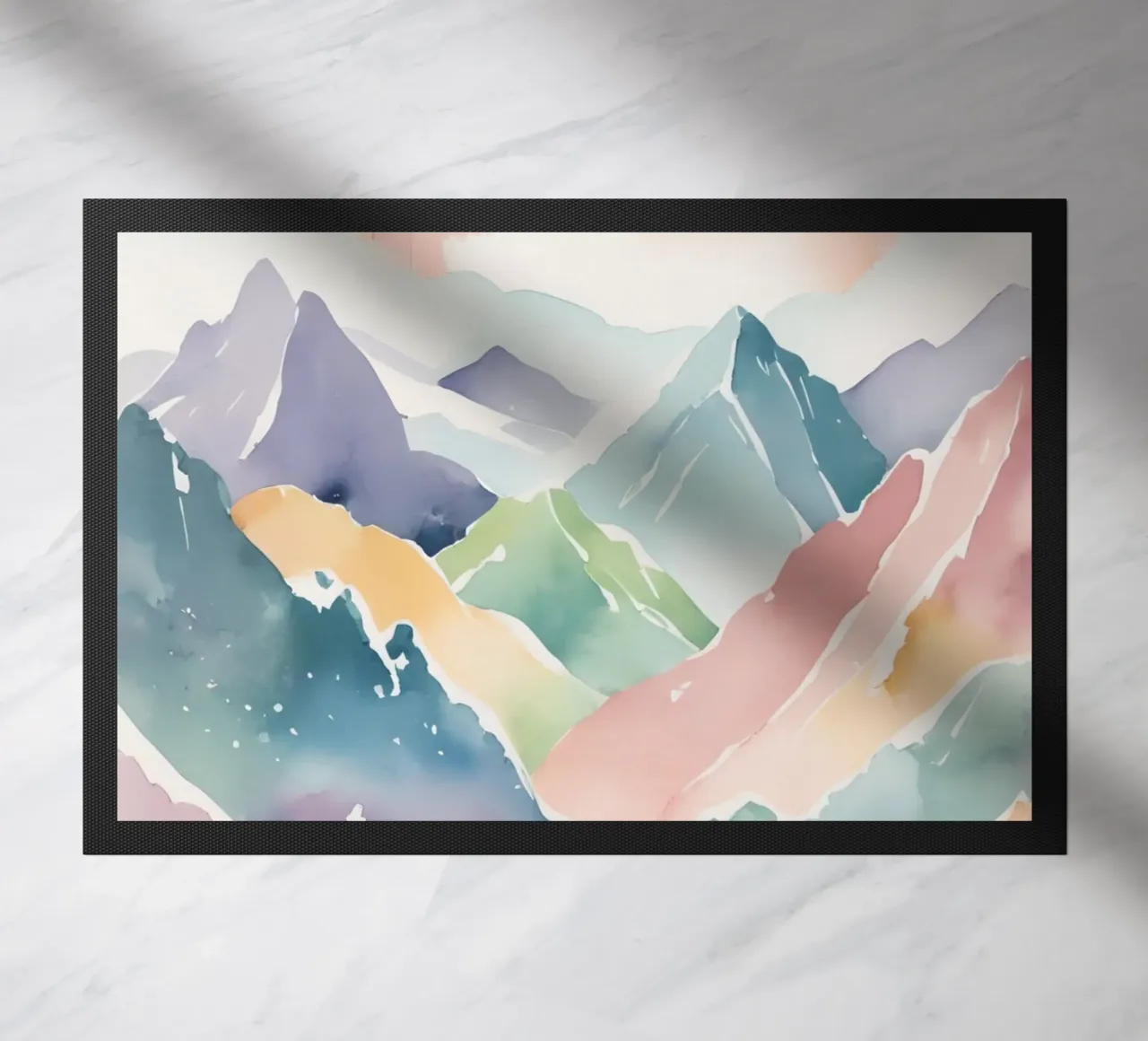 Montagne e arcobaleno ad acquerello zerbino da DesignDoodle