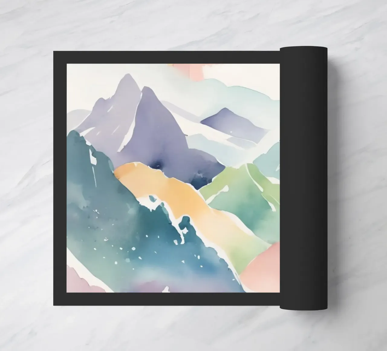 Montagne e arcobaleno ad acquerello zerbino da DesignDoodle