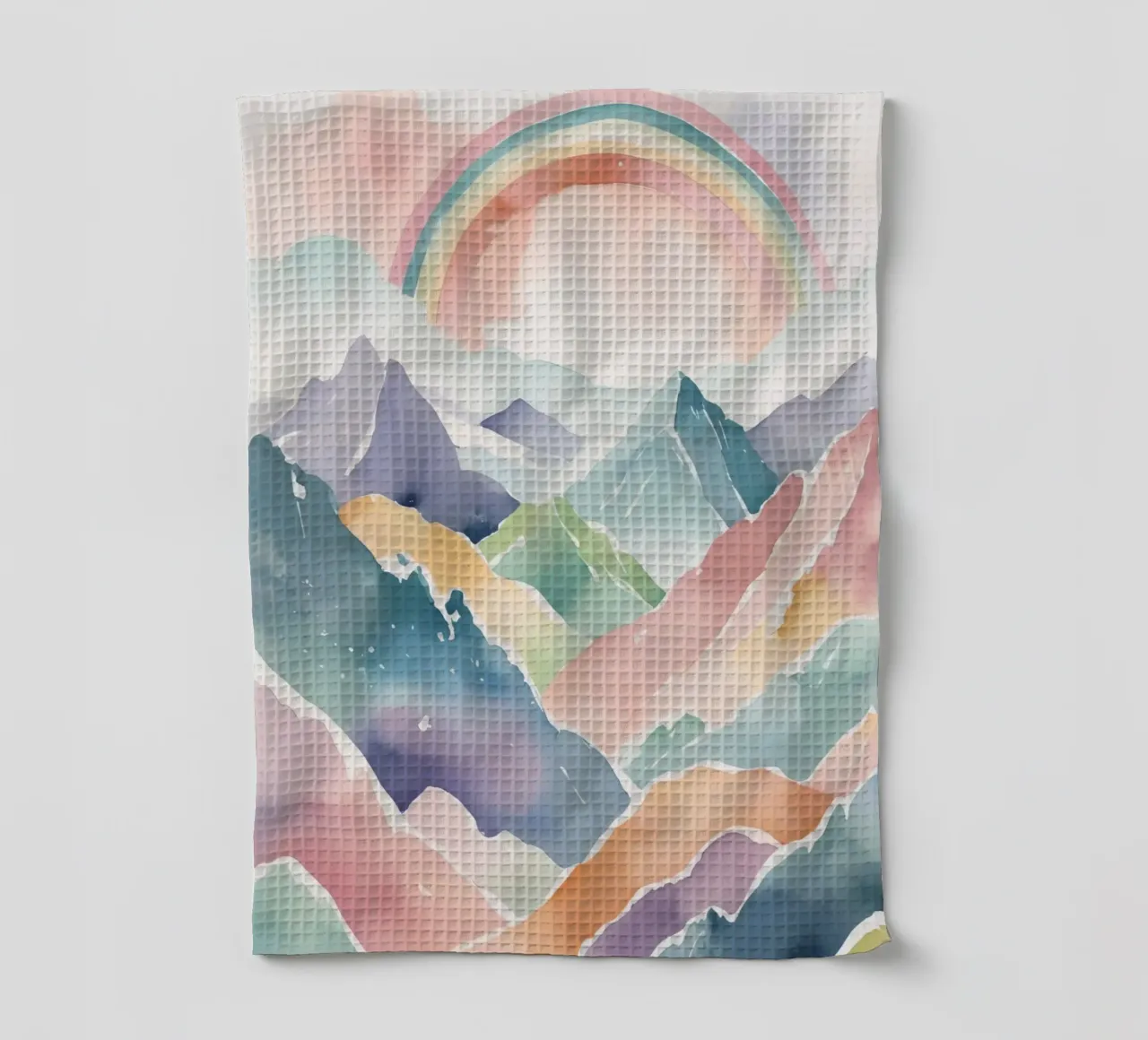 Montagne e arcobaleno ad acquerello canovaccio da cucina da DesignDoodle