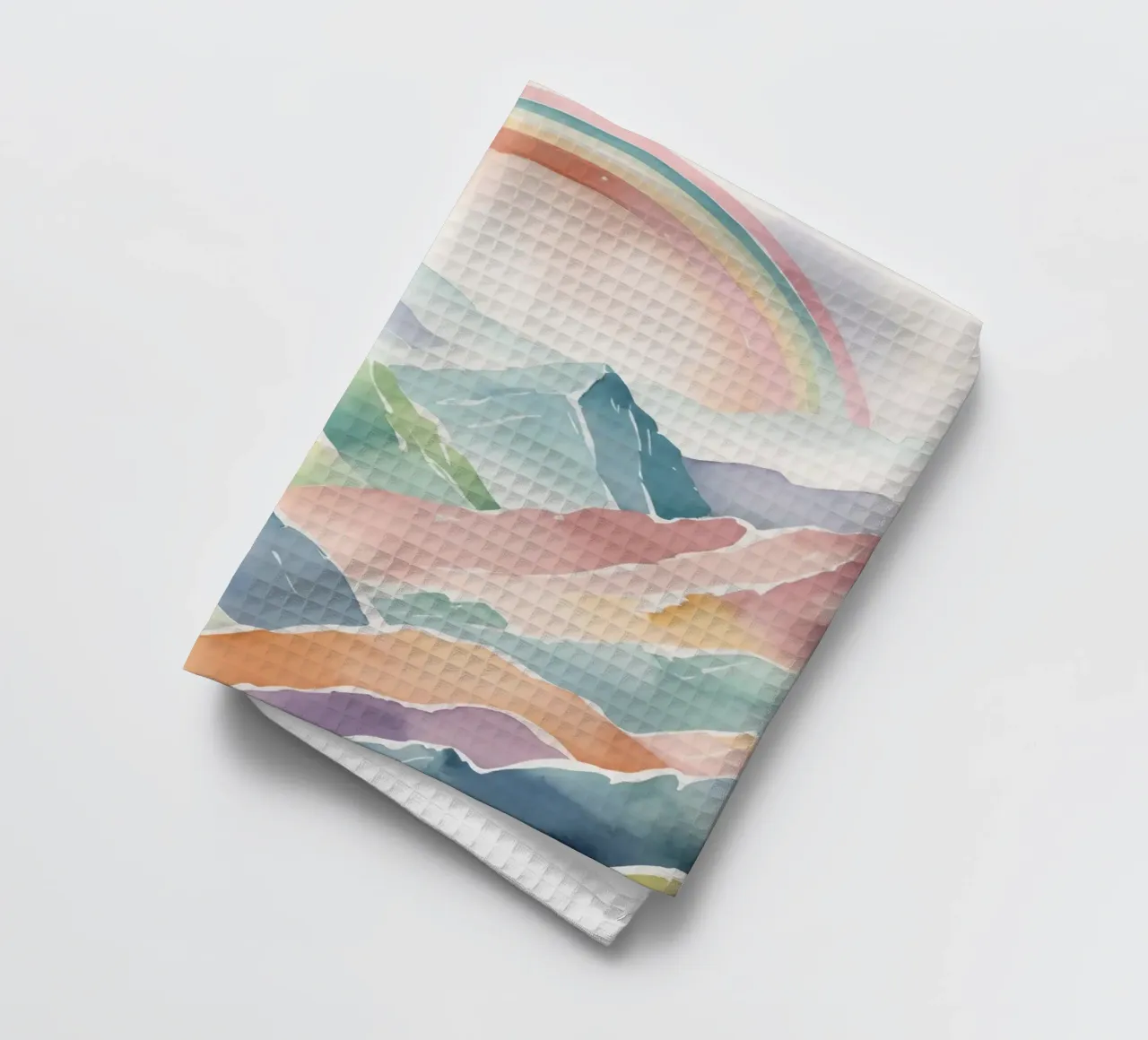 Montagne e arcobaleno ad acquerello canovaccio da cucina da DesignDoodle