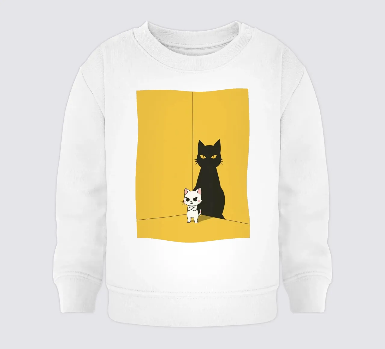 Chat blanc avec ombre noire dans un coin jaune sweat pour bébé de DesignDoodle