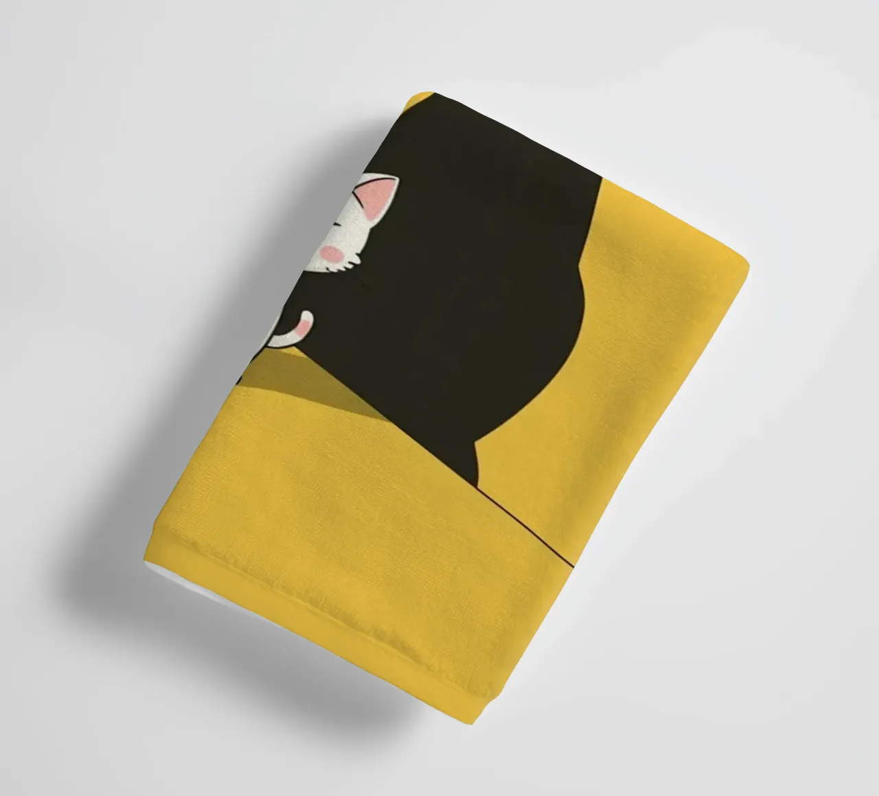 Chat blanc avec ombre noire dans un coin jaune serviette de bain de DesignDoodle
