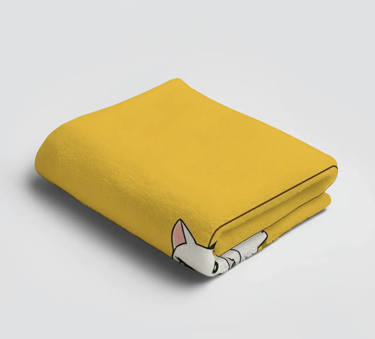 Chat blanc avec ombre noire dans un coin jaune serviette de bain de DesignDoodle