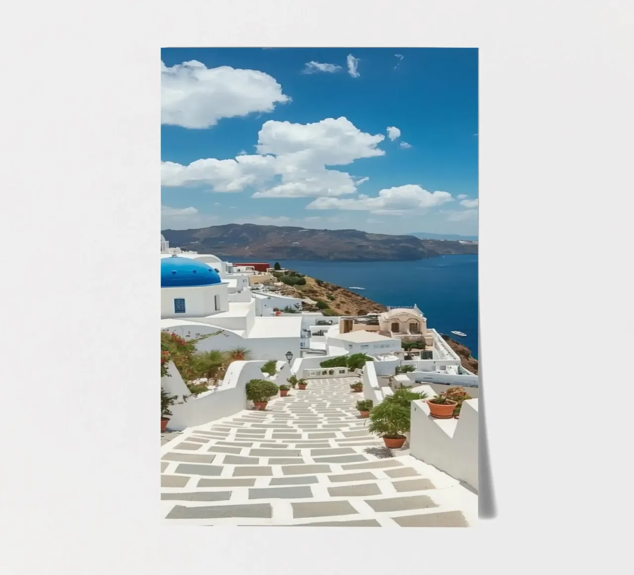 Weiß getünchte Gebäude und Steinpfade auf Santorin Stickerbogen von DesignDoodle