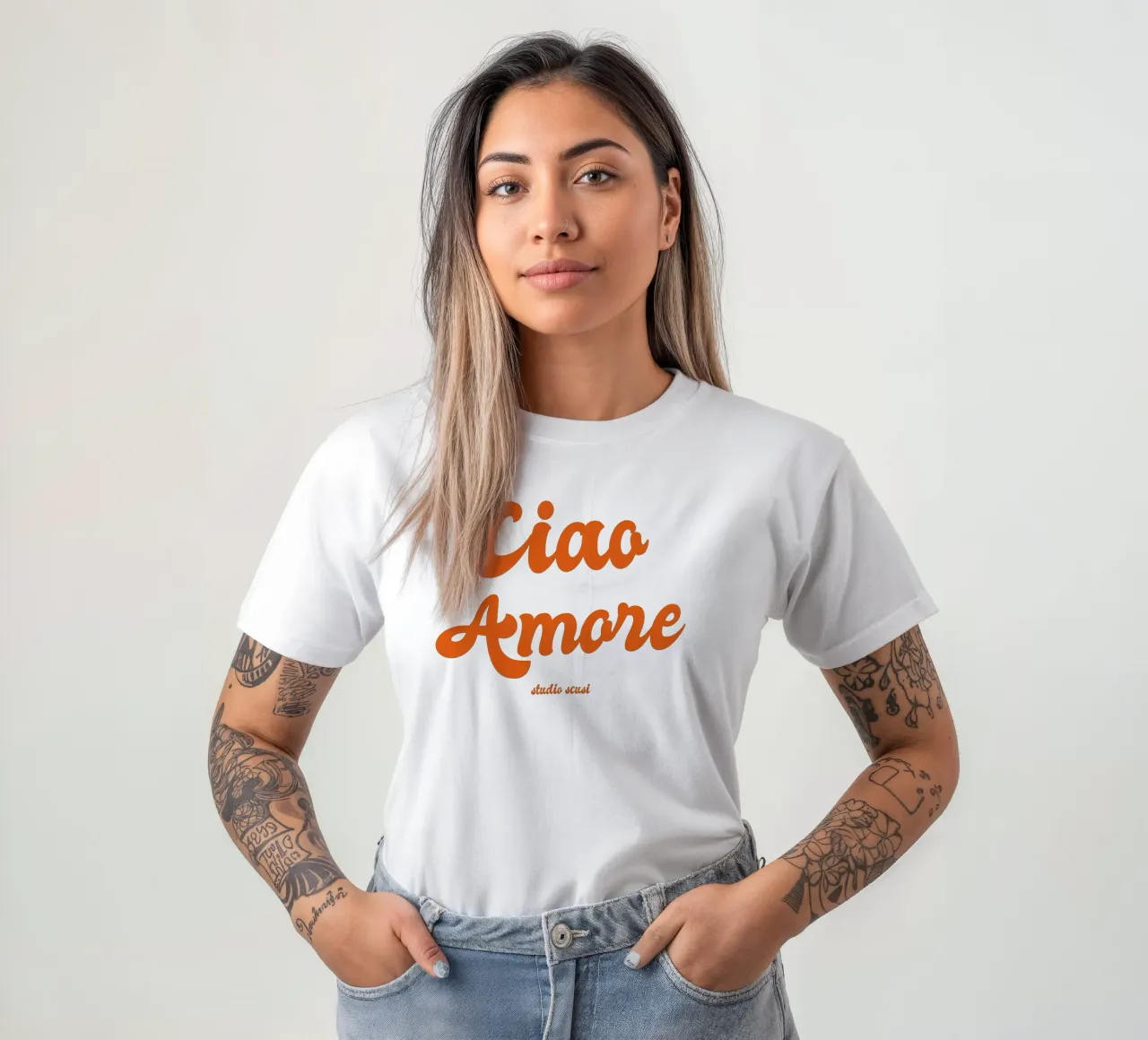 Ciao Amore rosso retro - italienisch verspielt t-shirt da studio scusi