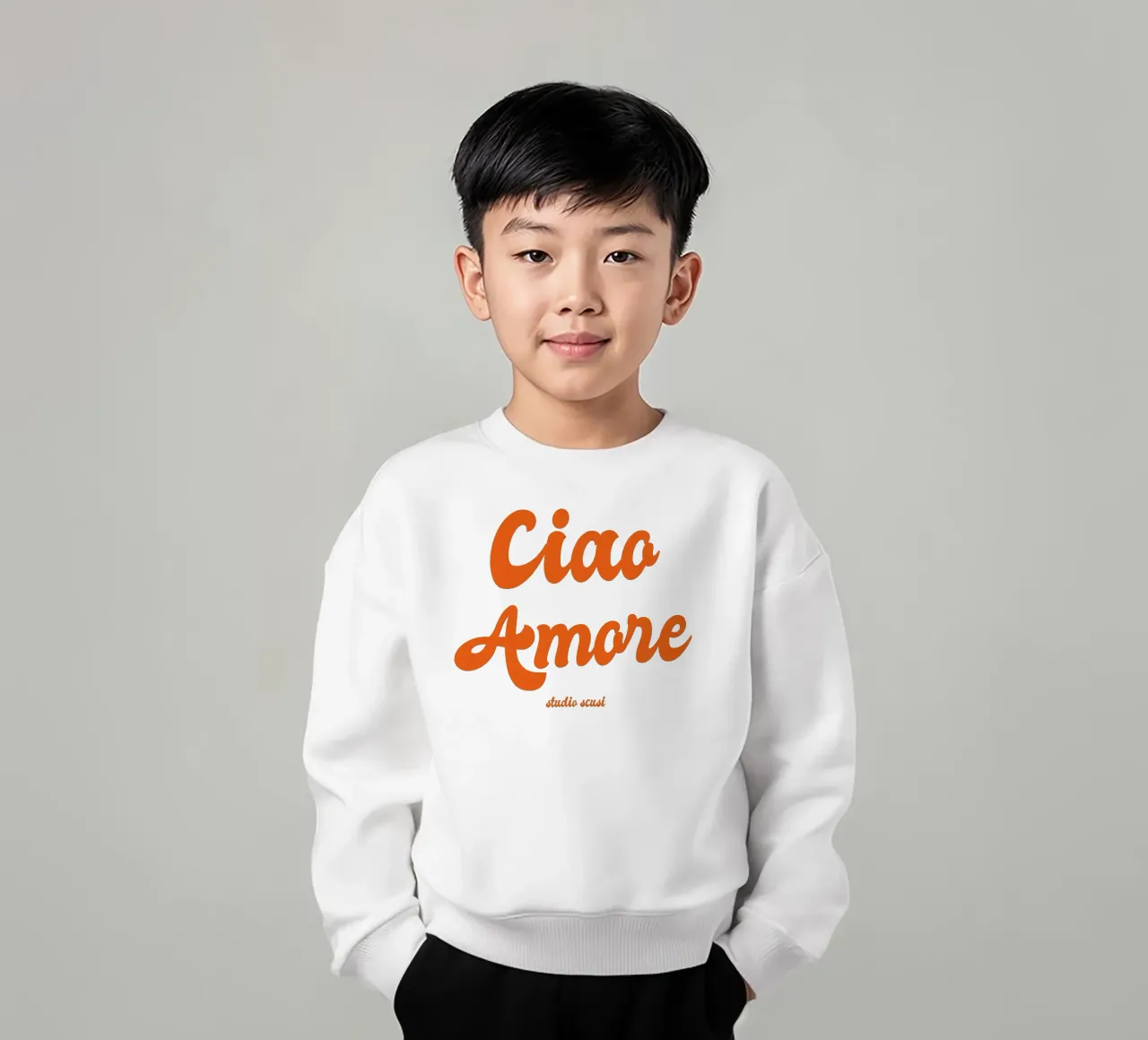 Ciao Amore rosso retro - italienisch verspielt felpa bambino da studio scusi