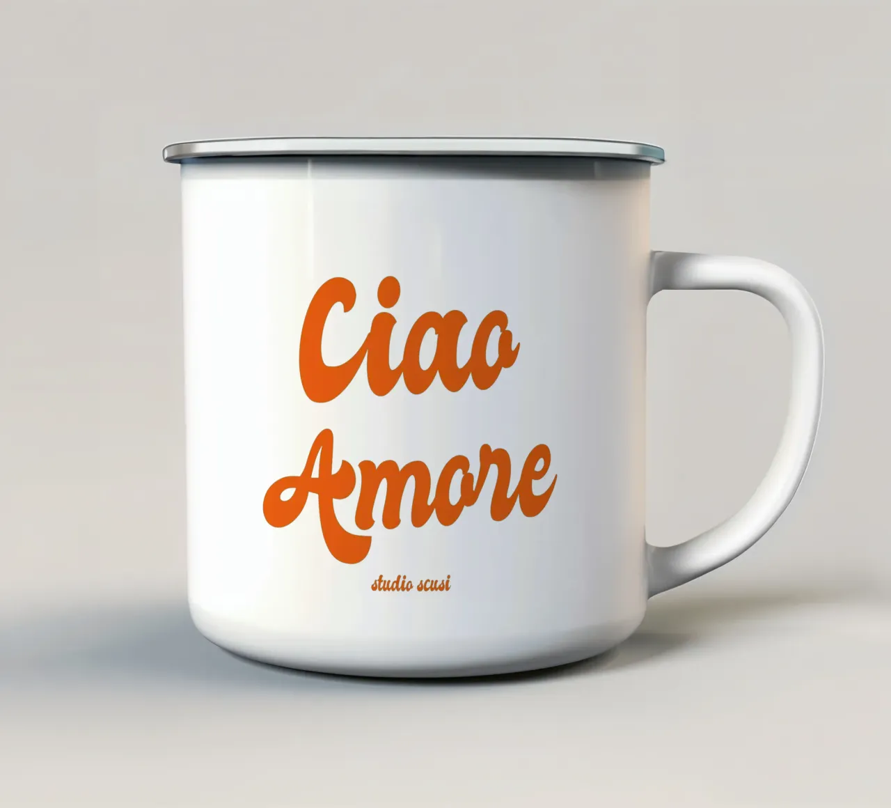 Ciao Amore rosso retro - italienisch verspielt tazza in smalto da studio scusi