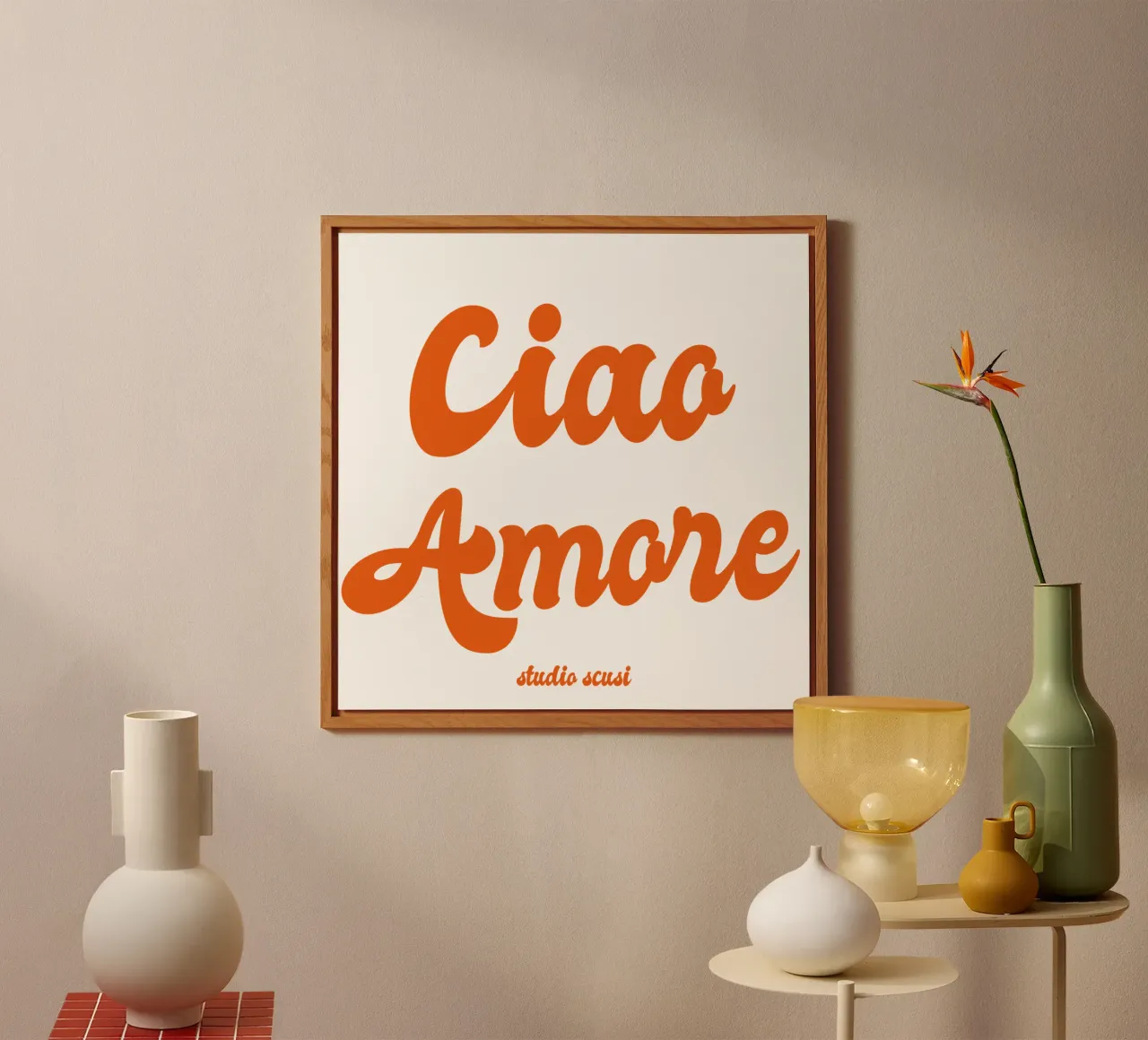Ciao Amore rosso retro - italienisch verspielt alluminio dibond da studio scusi