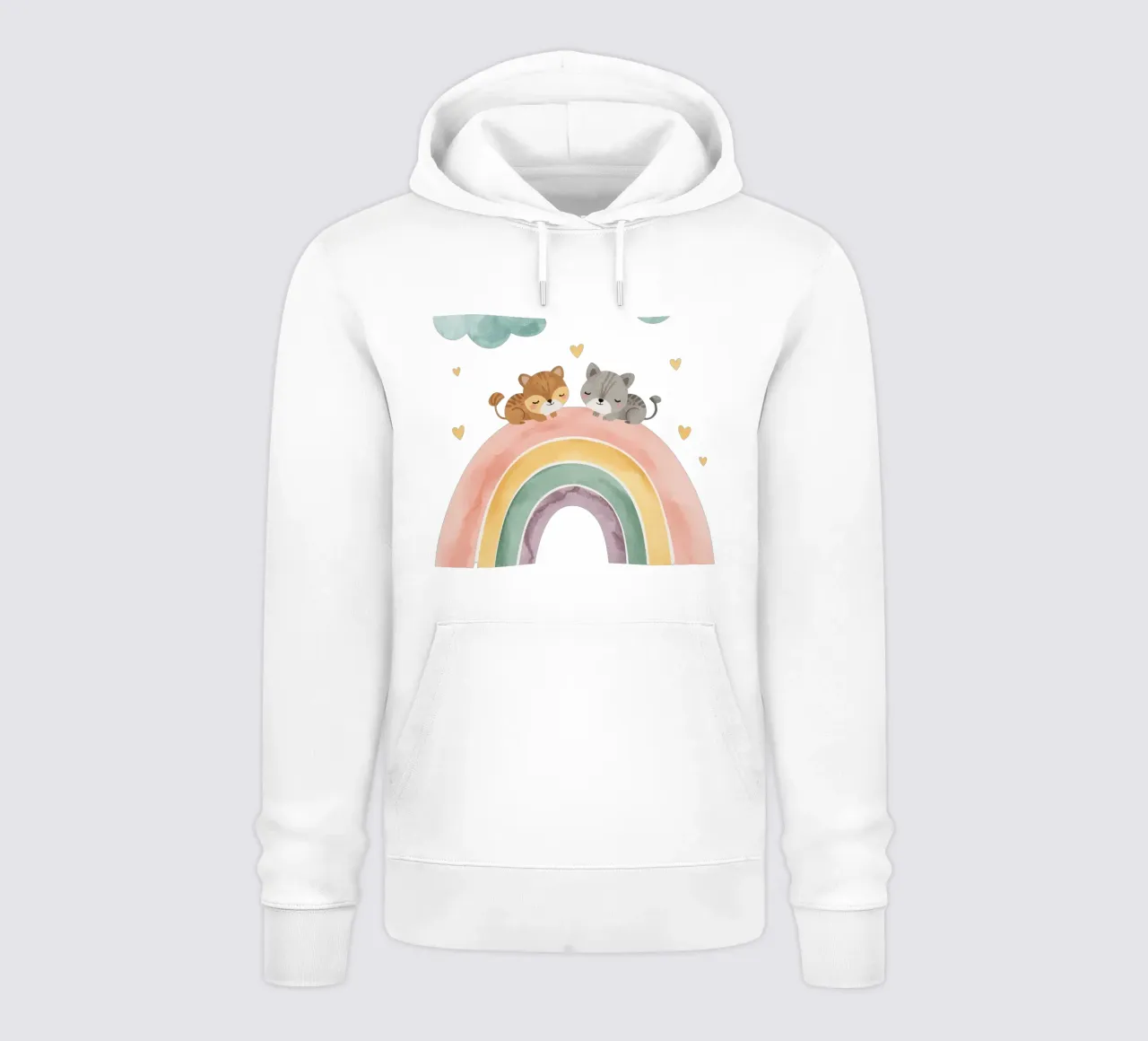 Due simpatici gatti felici che dormono su un arcobaleno felpa con cappuccio da DesignDoodle