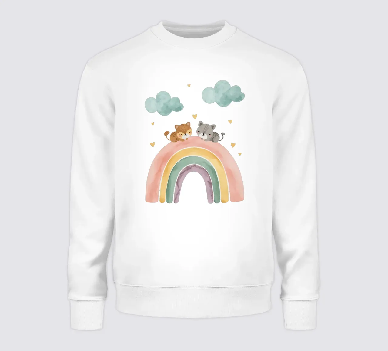 Due simpatici gatti felici che dormono su un arcobaleno felpa da DesignDoodle