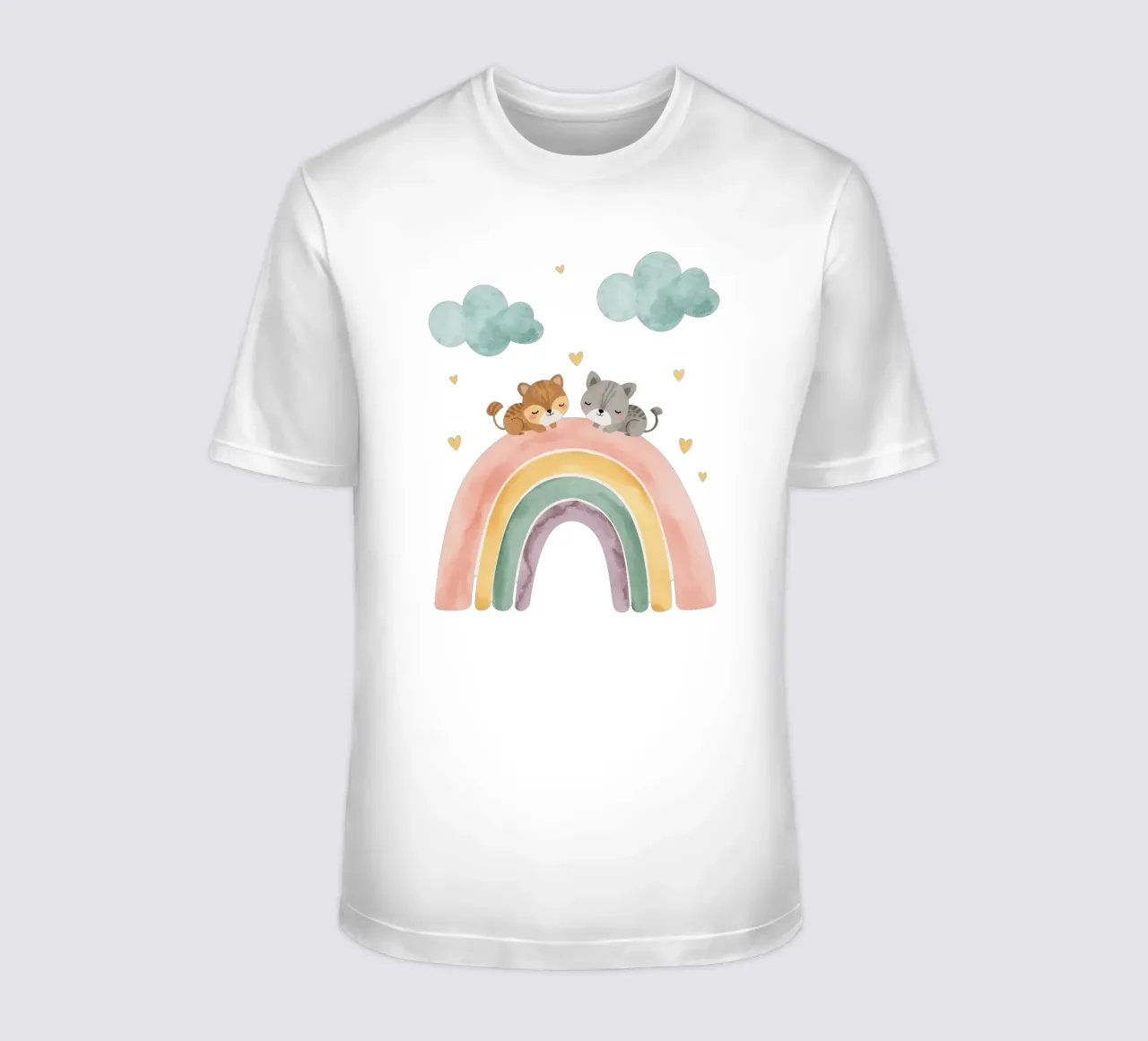 Due simpatici gatti felici che dormono su un arcobaleno t-shirt da DesignDoodle