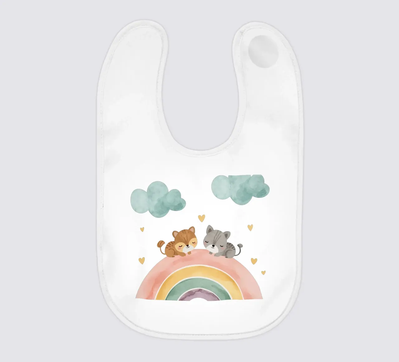 Due simpatici gatti felici che dormono su un arcobaleno bavaglino da DesignDoodle