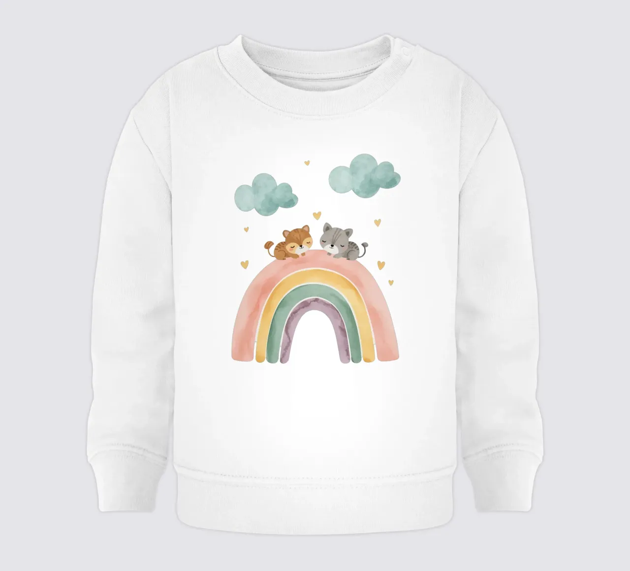 Due simpatici gatti felici che dormono su un arcobaleno felpa neonato da DesignDoodle