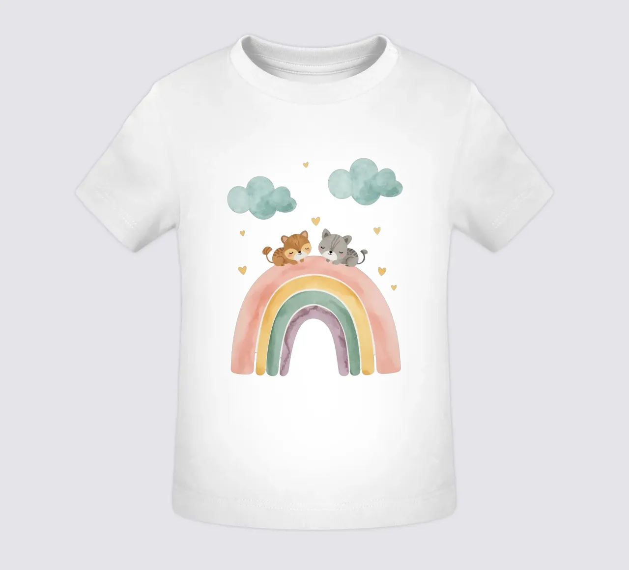 Due simpatici gatti felici che dormono su un arcobaleno maglietta neonato da DesignDoodle