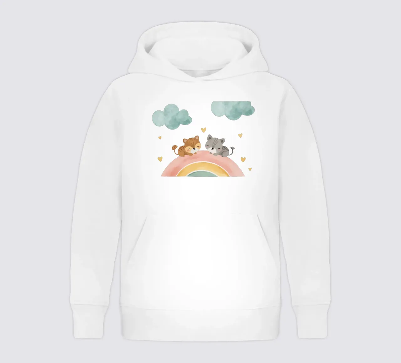 Due simpatici gatti felici che dormono su un arcobaleno felpa bambino con cappuccio da DesignDoodle