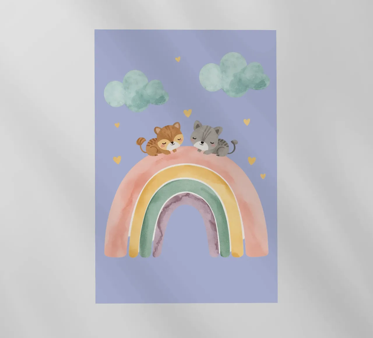 Due simpatici gatti felici che dormono su un arcobaleno pellicola backlit da DesignDoodle