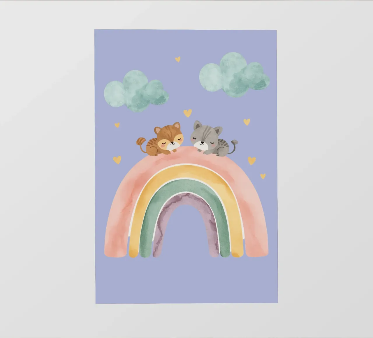 Due simpatici gatti felici che dormono su un arcobaleno telo in pvc da DesignDoodle