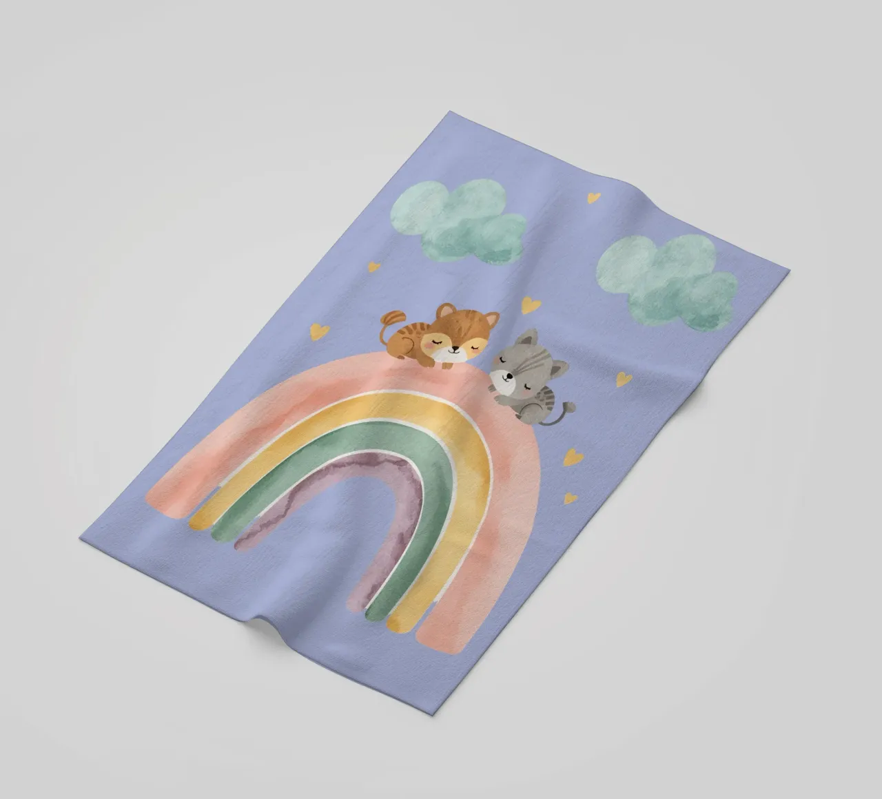 Due simpatici gatti felici che dormono su un arcobaleno telo mare da DesignDoodle