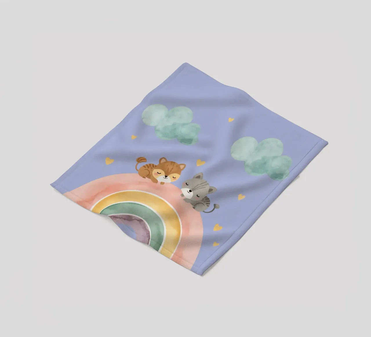Due simpatici gatti felici che dormono su un arcobaleno coperta in pile da DesignDoodle