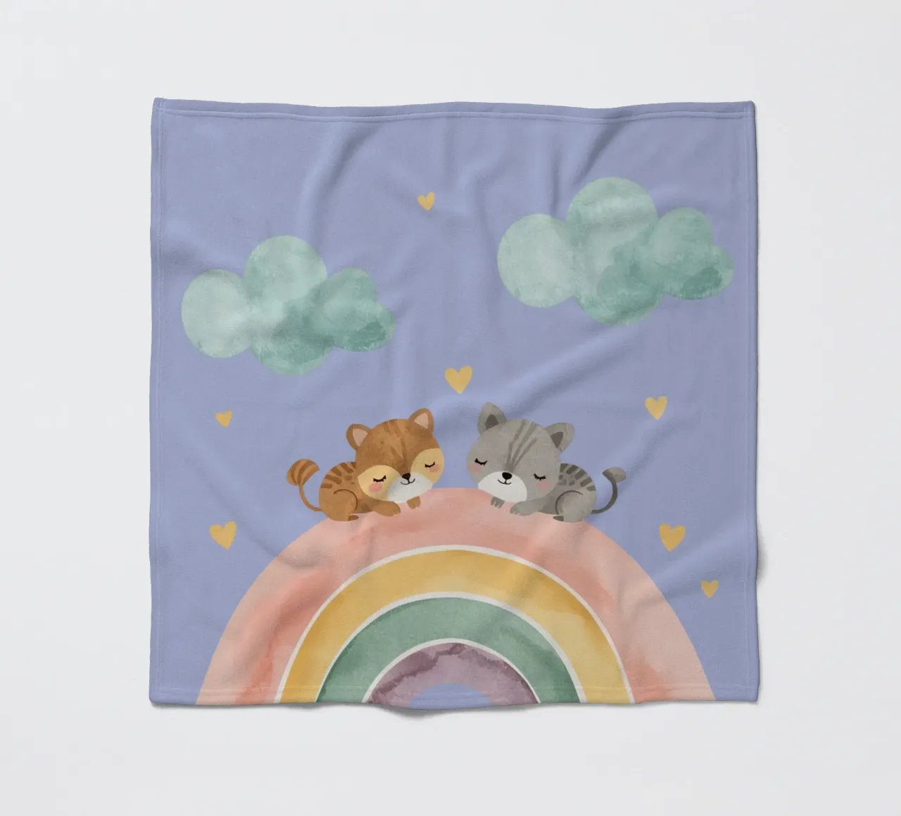 Due simpatici gatti felici che dormono su un arcobaleno coperta in pile da DesignDoodle