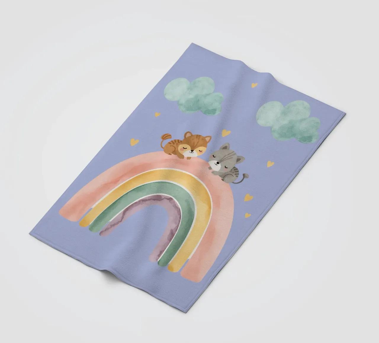 Due simpatici gatti felici che dormono su un arcobaleno coperta in pile da DesignDoodle
