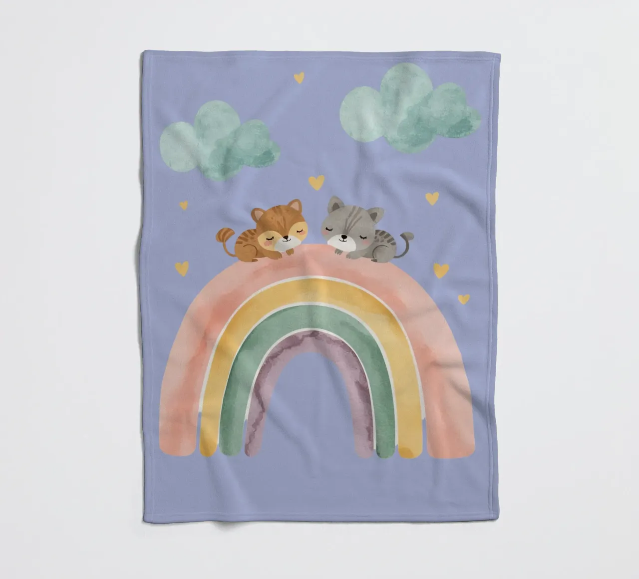 Due simpatici gatti felici che dormono su un arcobaleno coperta in pile da DesignDoodle