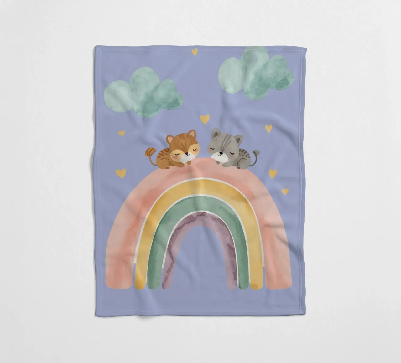 Due simpatici gatti felici che dormono su un arcobaleno coperta in pile da DesignDoodle