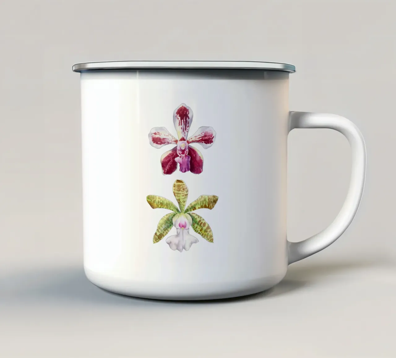 Orchidee Vanda-Loke e Cattleya aclandiae albescens tazza in smalto da youdesignme