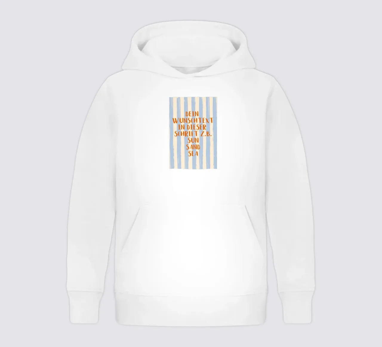 Dein Wunschtext auf gestreiftem Pinselstrich Hintergrund felpa bambino con cappuccio da Typo Designs