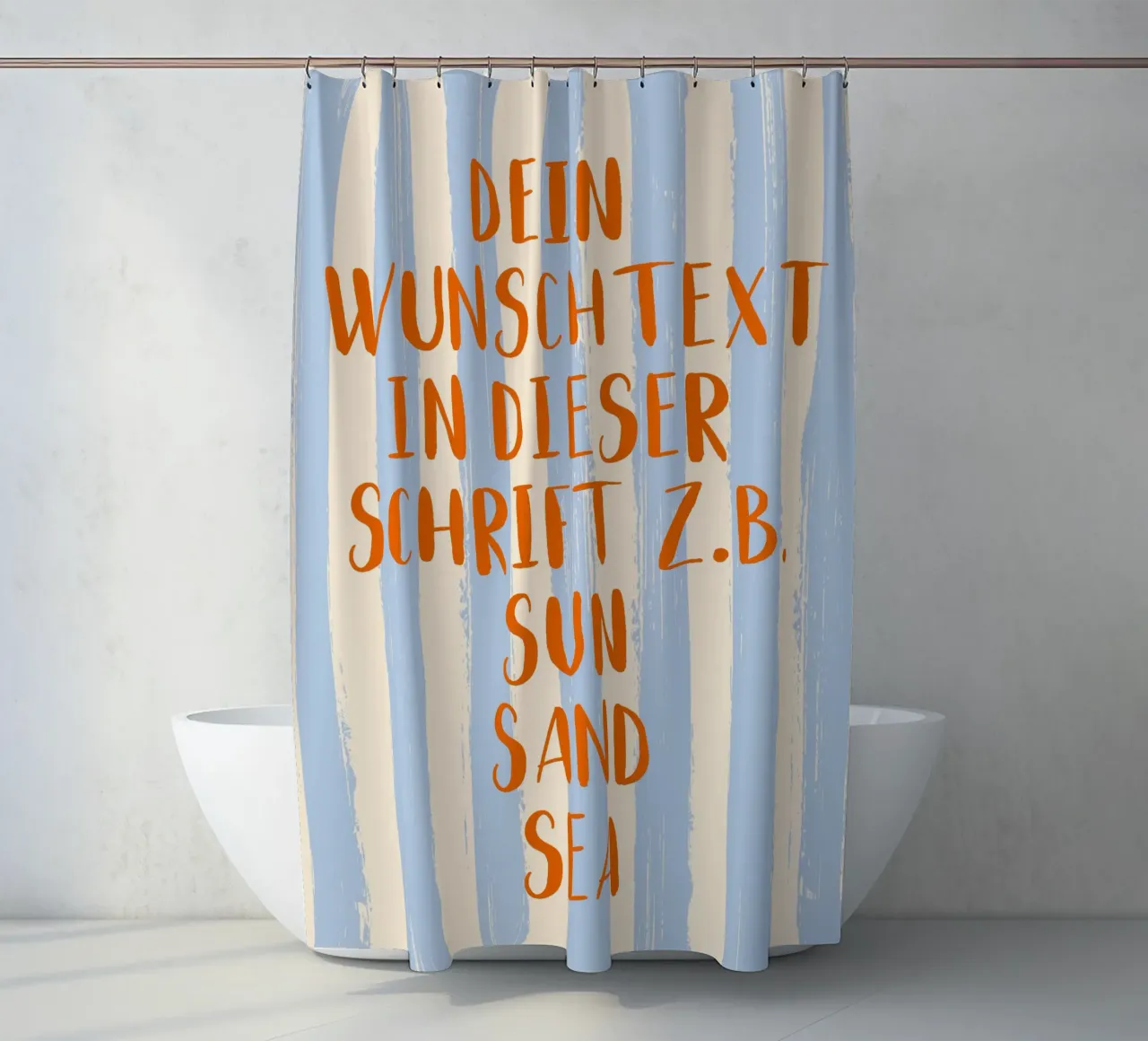 Dein Wunschtext auf gestreiftem Pinselstrich Hintergrund tenda da doccia da Typo Designs