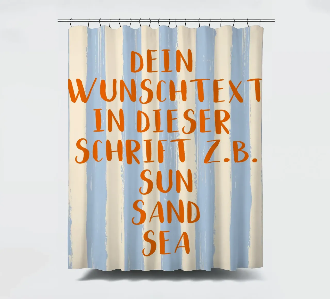 Dein Wunschtext auf gestreiftem Pinselstrich Hintergrund tenda da doccia da Typo Designs