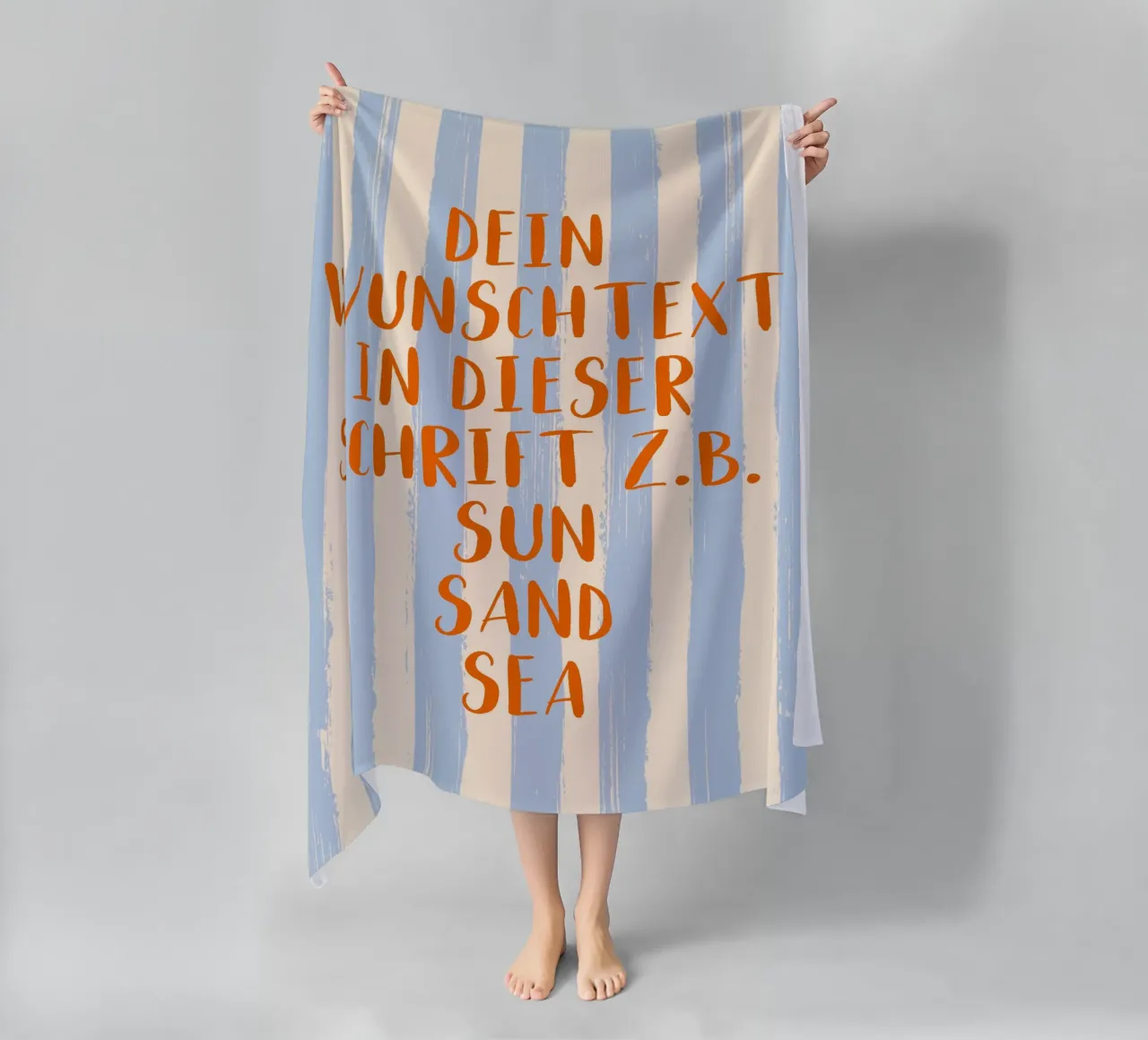 Dein Wunschtext auf gestreiftem Pinselstrich Hintergrund telo mare da Typo Designs