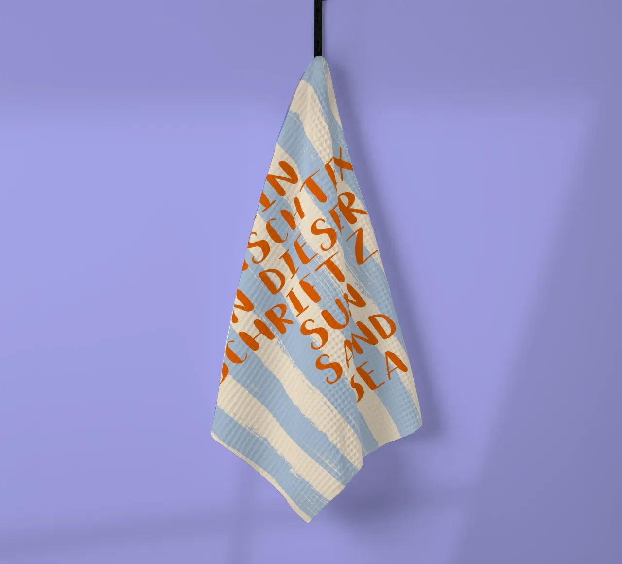 Dein Wunschtext auf gestreiftem Pinselstrich Hintergrund canovaccio da cucina da Typo Designs