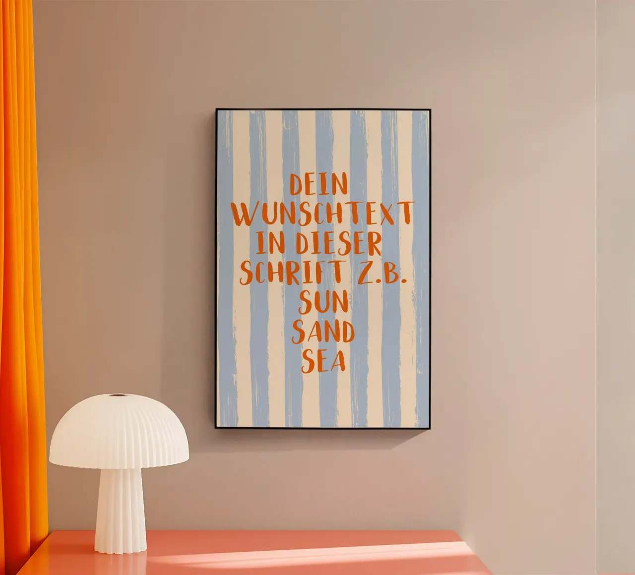 Dein Wunschtext auf gestreiftem Pinselstrich Hintergrund plexiglass da Typo Designs