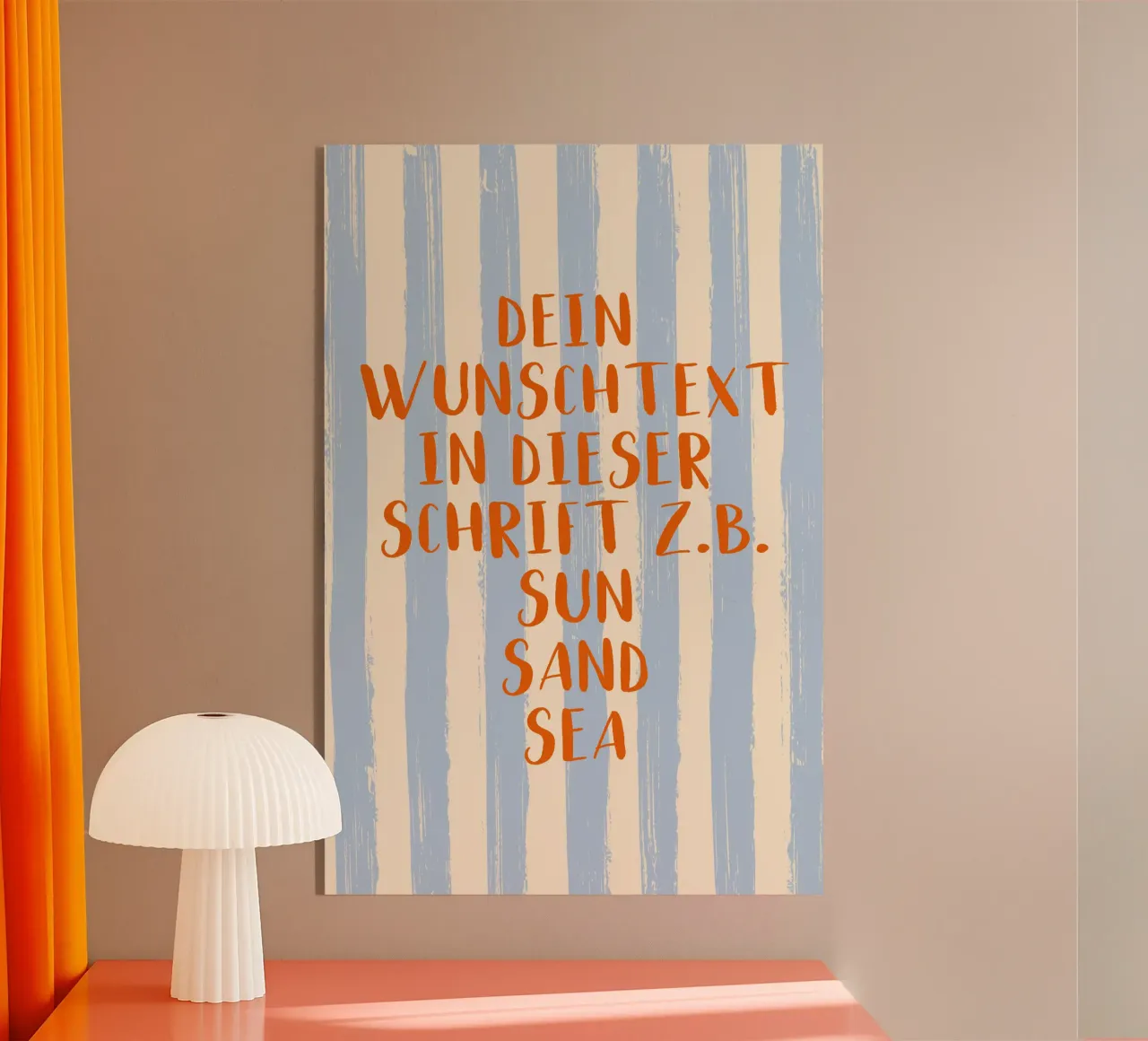 Dein Wunschtext auf gestreiftem Pinselstrich Hintergrund plexiglass da Typo Designs