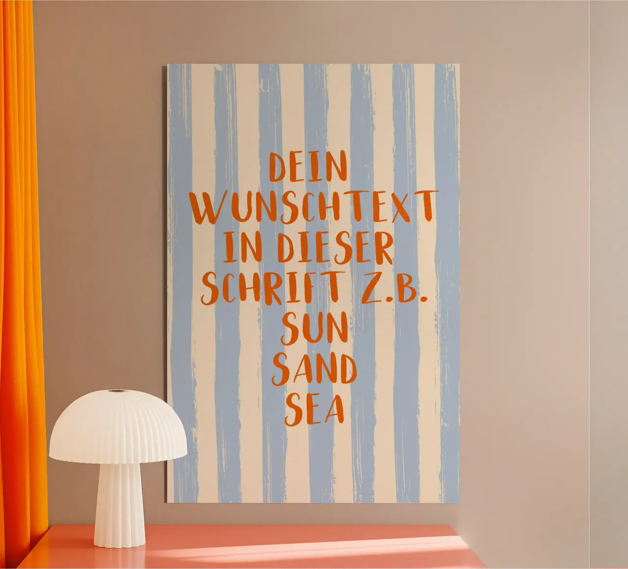 Dein Wunschtext auf gestreiftem Pinselstrich Hintergrund alluminio dibond da Typo Designs