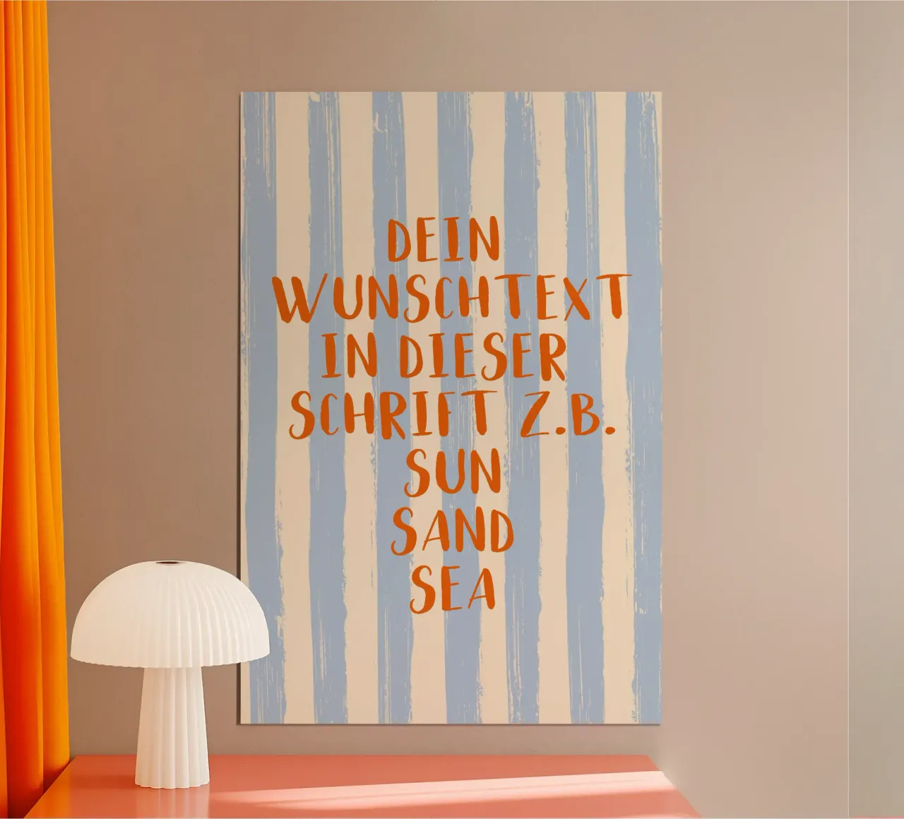 Dein Wunschtext auf gestreiftem Pinselstrich Hintergrund poster da Typo Designs