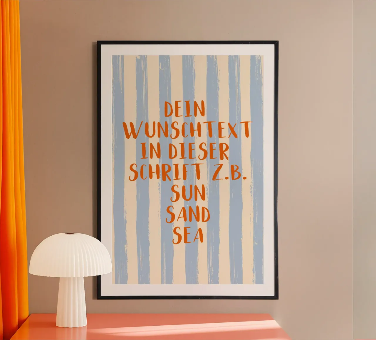 Dein Wunschtext auf gestreiftem Pinselstrich Hintergrund poster da Typo Designs