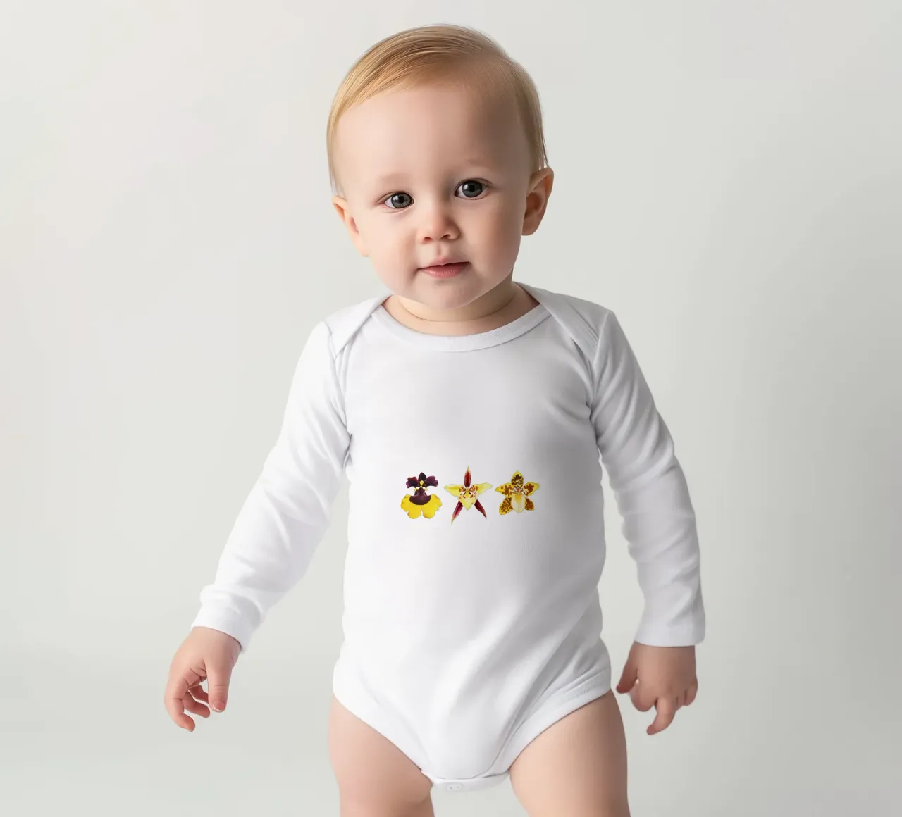 3 Orchidee body neonato maniche lunghe da youdesignme