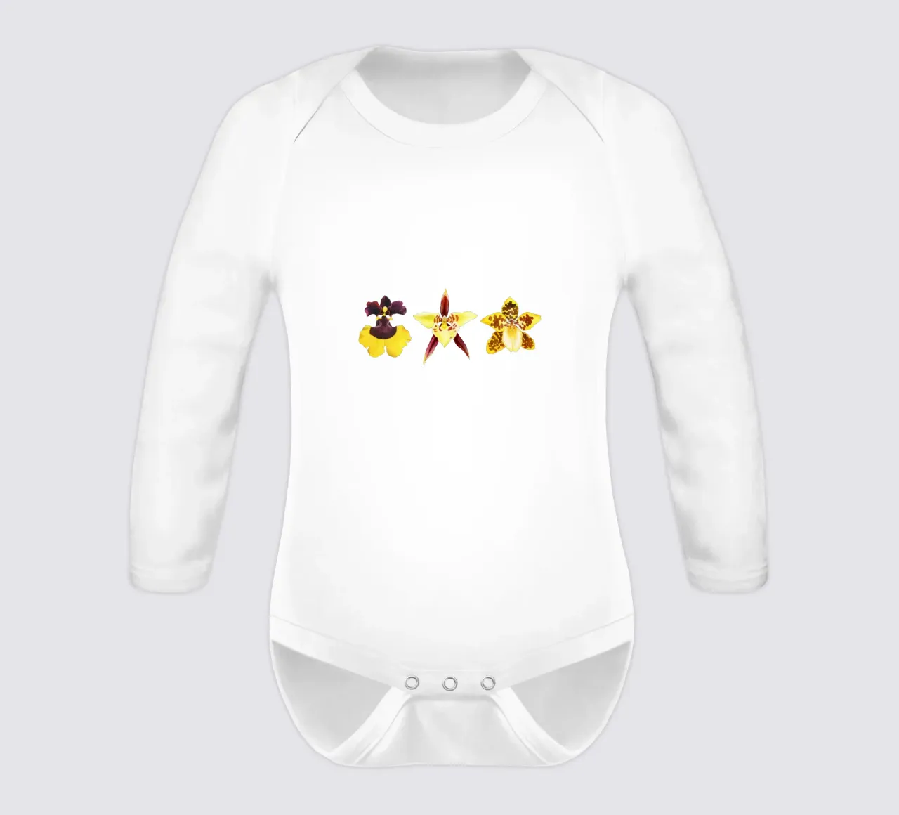 3 Orchidee body neonato maniche lunghe da youdesignme